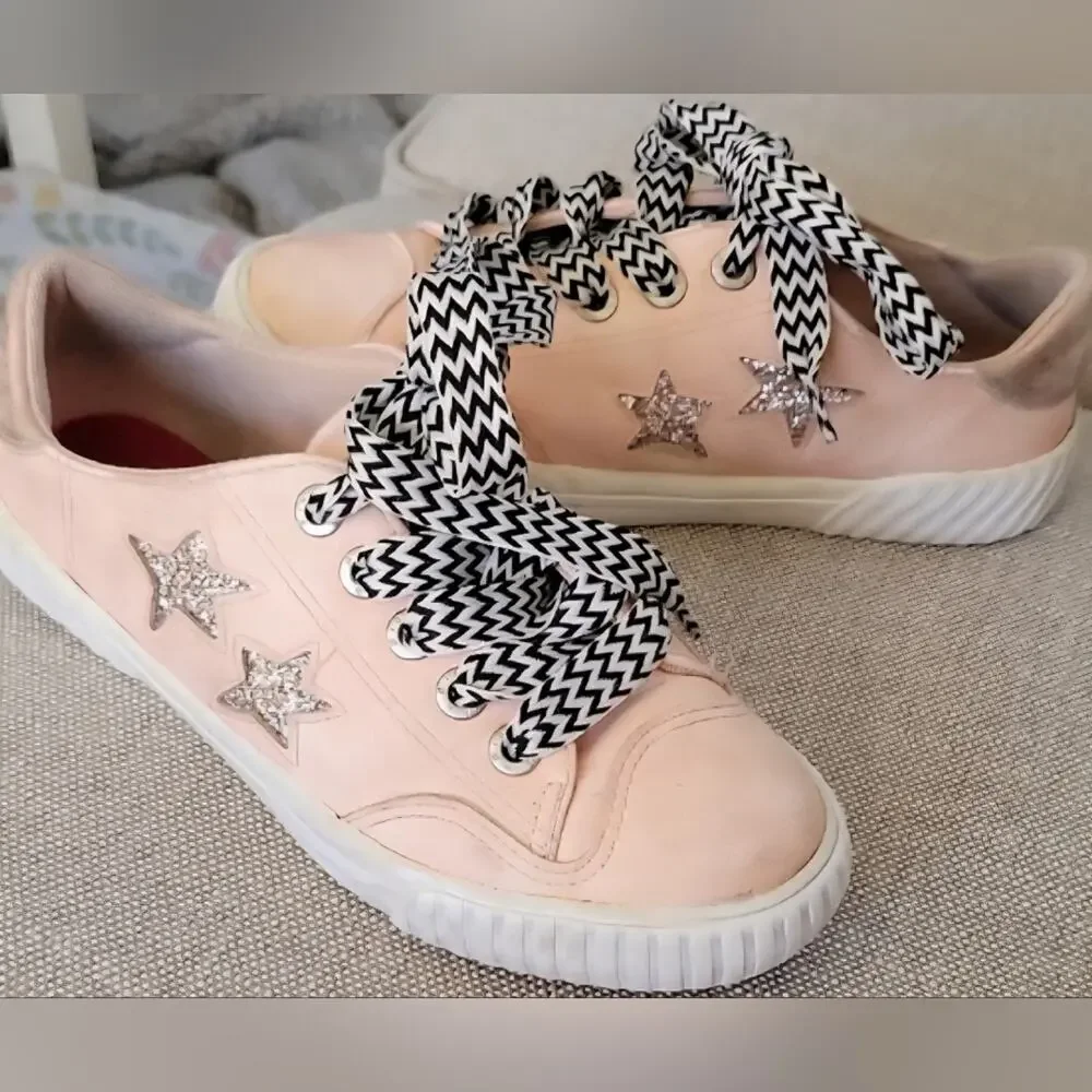 Blowfish Malibu Wander Blush Glitter Star Sneakers Girls Size 4, Girlhoodcore
